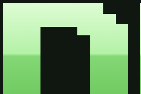 The same close-up with the shadow hack: the blocks are solid, with no lines between them, and the same green stripes.